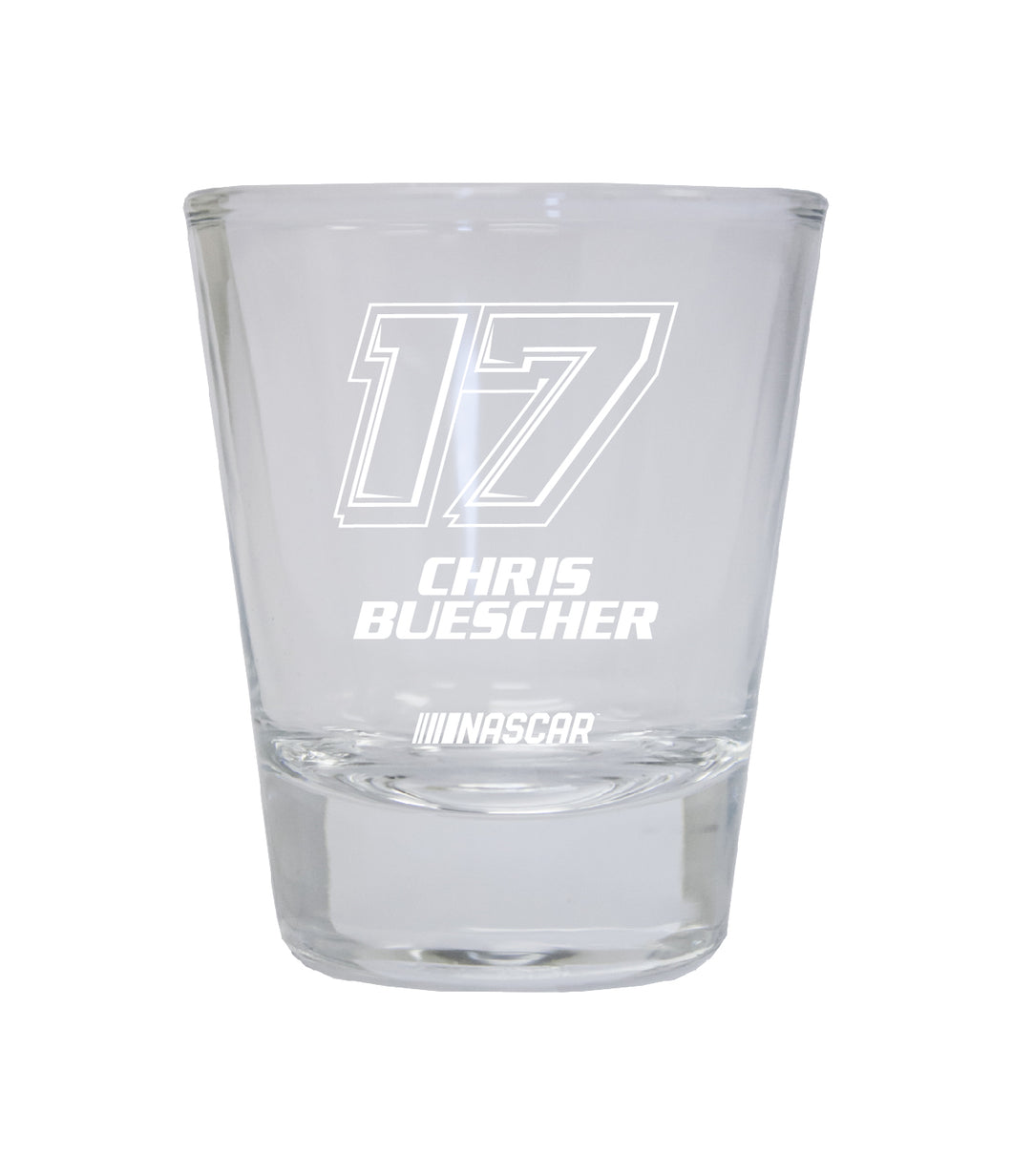 Chris Buescher #17 Nascar Etched Round Shot Glass New for 2022