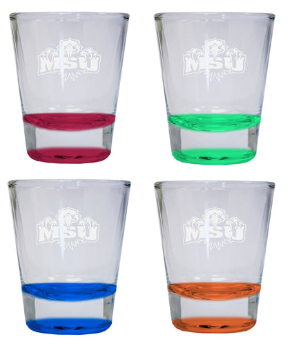 NCAA Morehead State University Collector's 2oz Laser-Engraved Spirit Shot Glass Red, Orange, Blue and Green 4-Pack