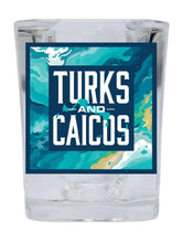 Load image into Gallery viewer, Turks And Caicos Souvenir 2.5 Ounce Shot Glass Square Blue Base
