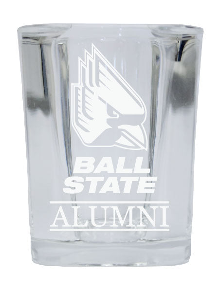 NCAA Ball State University Alumni 2oz Laser Etched Square Shot Glass 