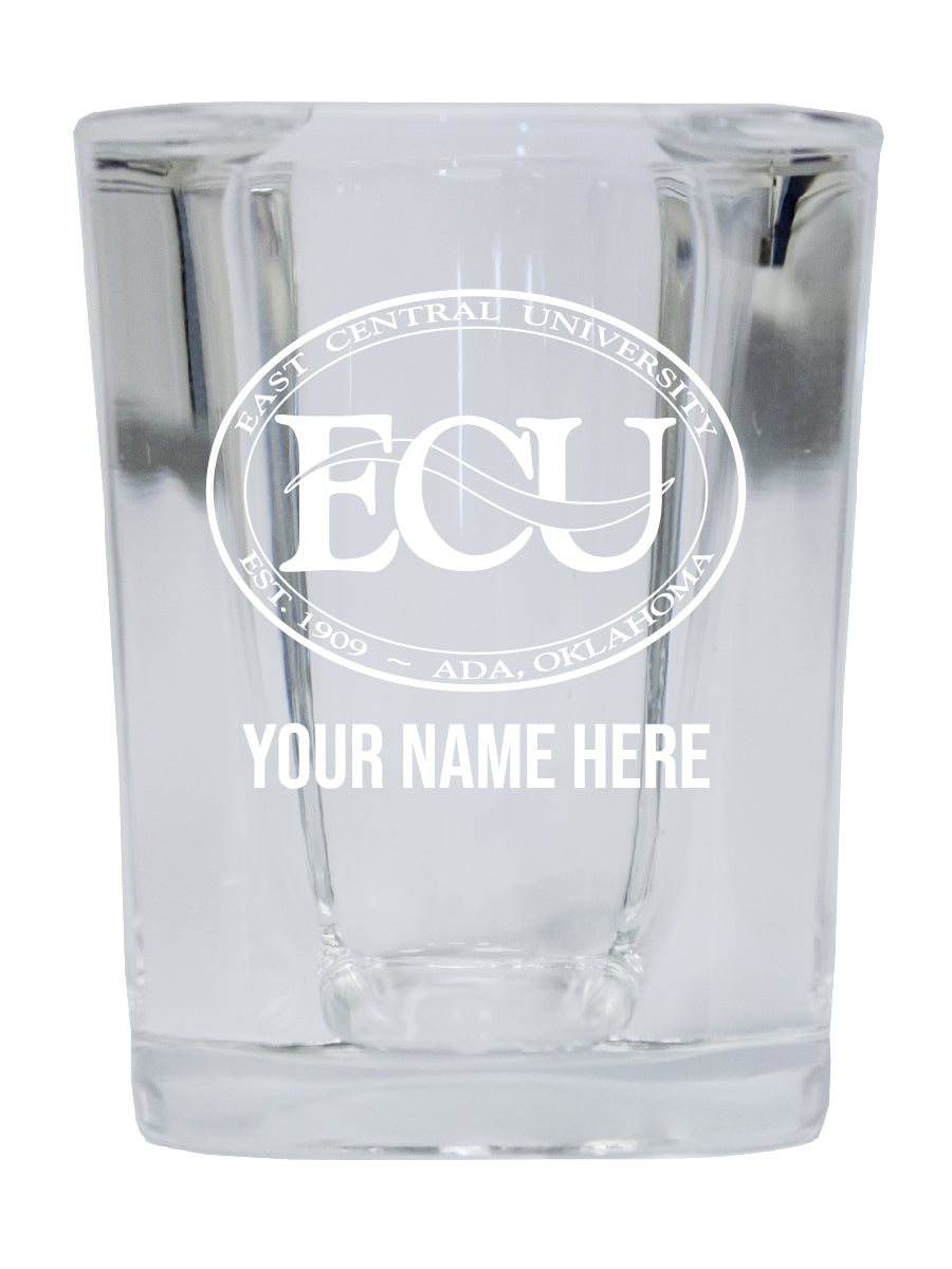 NCAA East Central University Tigers Personalized 2oz Stemless Shot Glass - Custom Laser Etched 