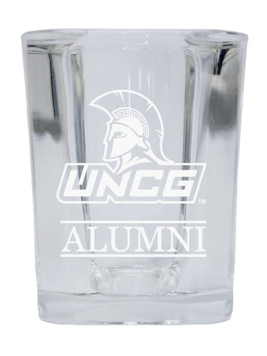 NCAA North Carolina Greensboro Spartans Alumni 2oz Laser Etched Square Shot Glass 