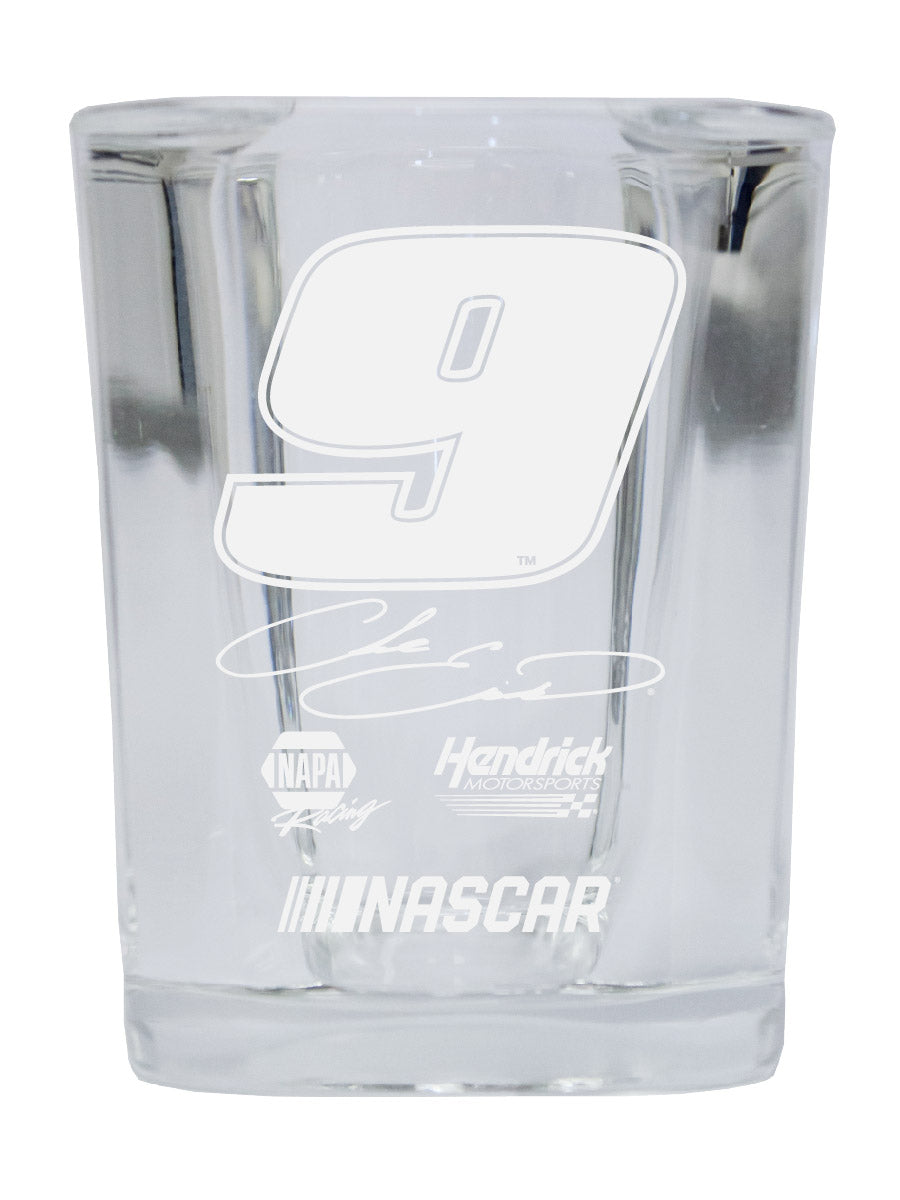 R and R Imports Chase Elliott NASCAR #9 Etched Square Shot Glass 4-Pack