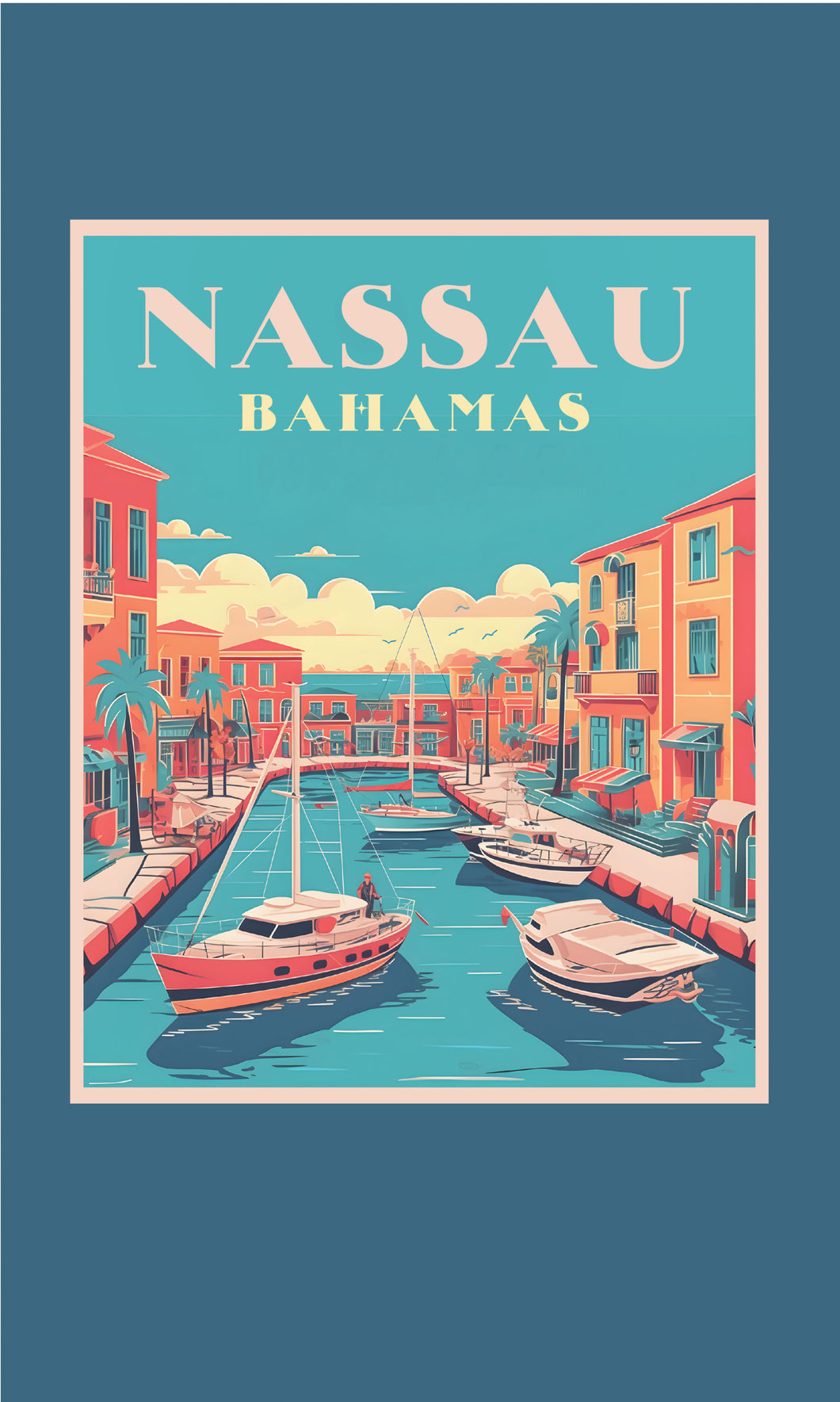 Nassau  the Bahamas Design B Souvenir Metal Sign 9 x 15