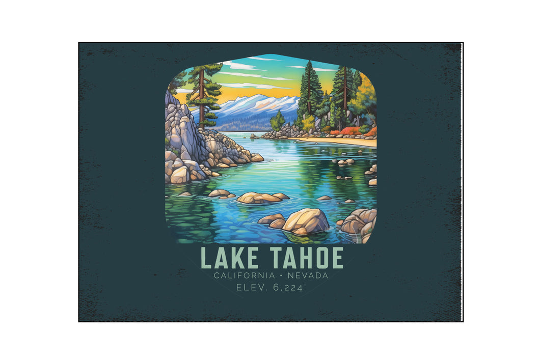 Lake Tahoe California Design B Souvenir Wood sign with frame 5x7