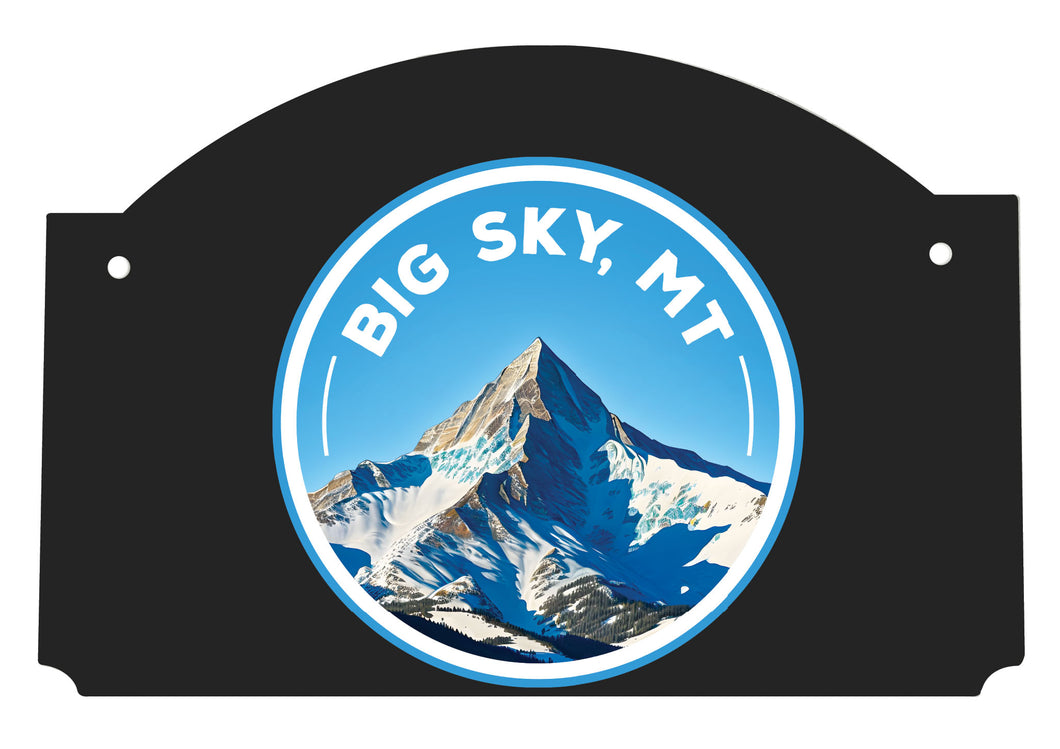 Big Sky Montana Snowy Mountain Design Souvenir Wood sign flat with string