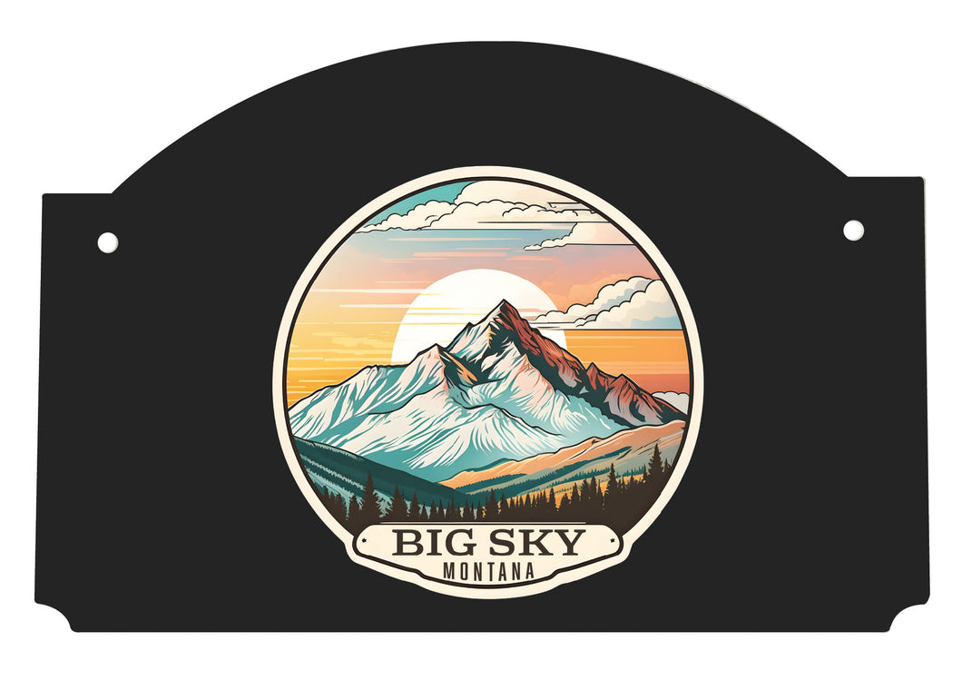 Big Sky Montana mountain Sunset Design Souvenir Wood sign flat with string