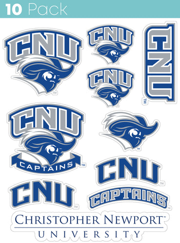 Christopher Newport Captains 10-Pack, 4 inches in size on one of its sides NCAA Durable School Spirit Vinyl Decal Sticker