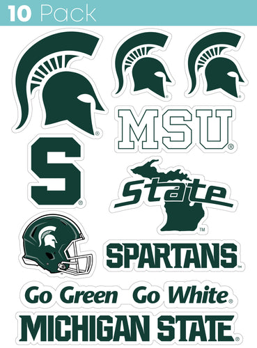 Michigan State Spartans 10-Pack, 4 inches in size on one of its sides NCAA Durable School Spirit Vinyl Decal Sticker