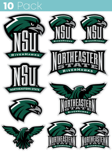 Northeastern State University Riverhawks 10-Pack, 4 inches in size on one of its sides NCAA Durable School Spirit Vinyl Decal Sticker