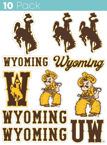 University of Wyoming 10-Pack, 4 inches in size on one of its sides NCAA Durable School Spirit Vinyl Decal Sticker