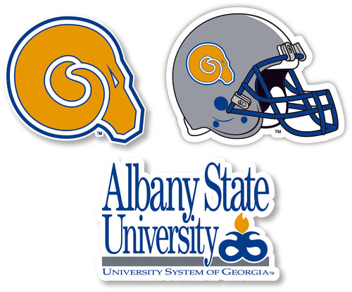 Albany State University 3 Pack 4-Inch Each NCAA Durable School Spirit Vinyl Decal Sticker