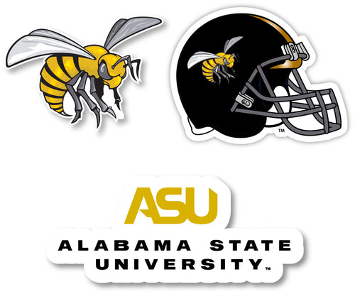 Alabama State University 3 Pack 4-Inch Each NCAA Durable School Spirit Vinyl Decal Sticker