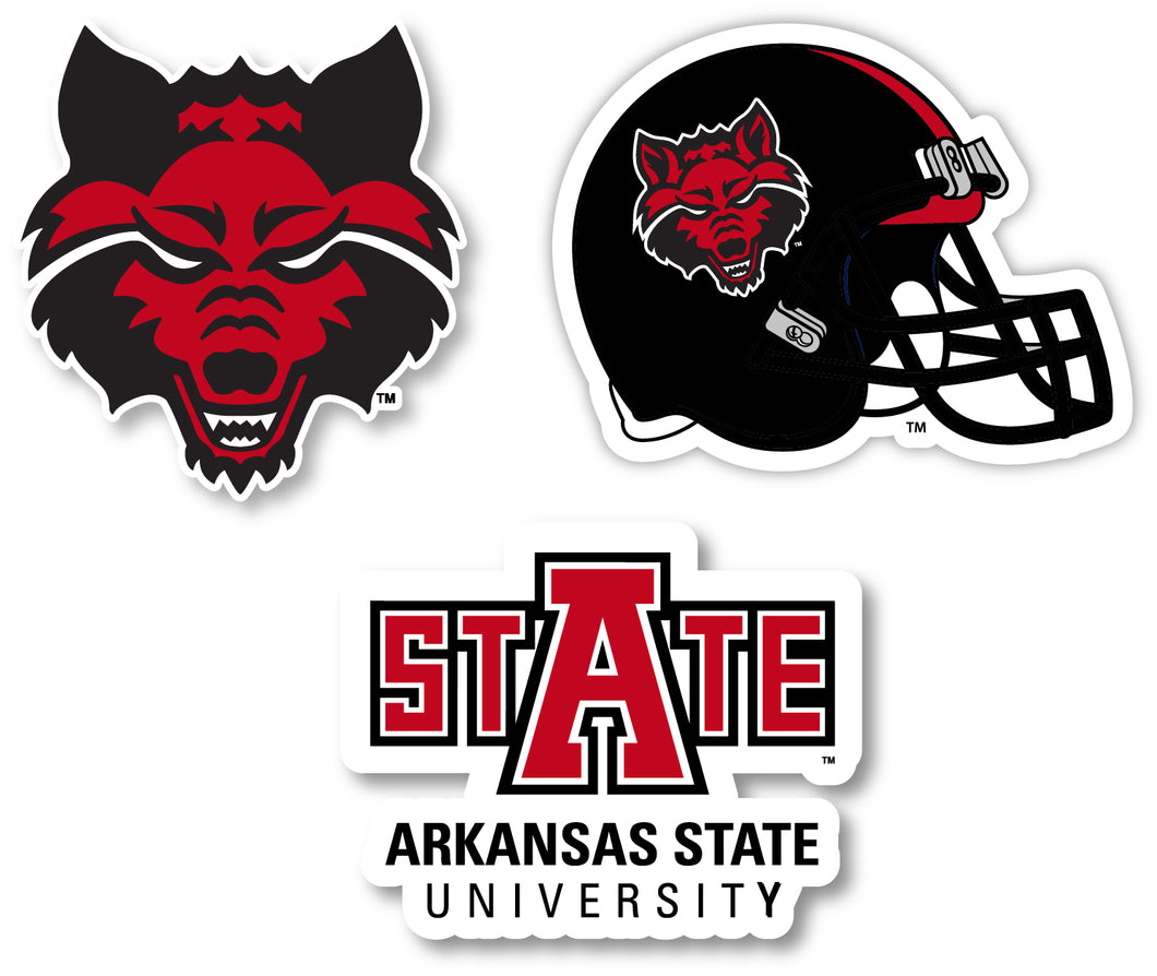 Arkansas State 3 Pack 4-Inch Each NCAA Durable School Spirit Vinyl Decal Sticker