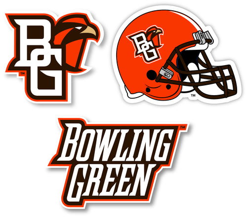 Bowling Green Falcons 3 Pack 4-Inch Each NCAA Durable School Spirit Vinyl Decal Sticker