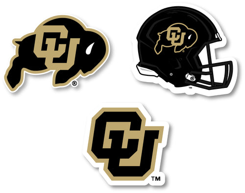 Colorado Buffaloes 3 Pack 4-Inch Each NCAA Durable School Spirit Vinyl Decal Sticker