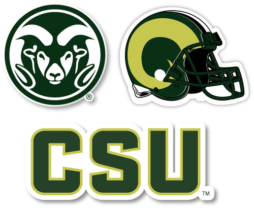 Colorado State Rams 3 Pack 4-Inch Each NCAA Durable School Spirit Vinyl Decal Sticker