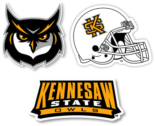 Kennesaw State University 3 Pack 4-Inch Each NCAA Durable School Spirit Vinyl Decal Sticker