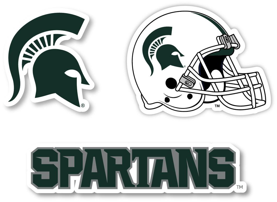 Michigan State Spartans 3 Pack 4-Inch Each NCAA Durable School Spirit Vinyl Decal Sticker