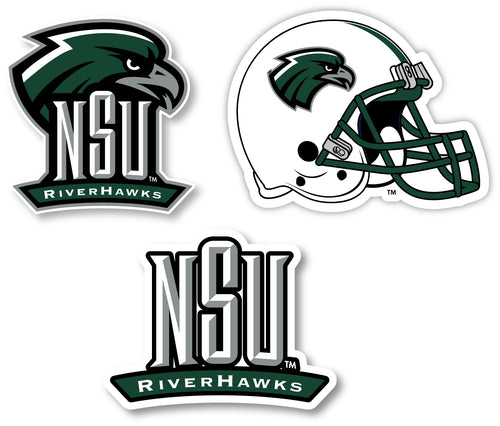 Northeastern State University Riverhawks 3 Pack 4-Inch Each NCAA Durable School Spirit Vinyl Decal Sticker