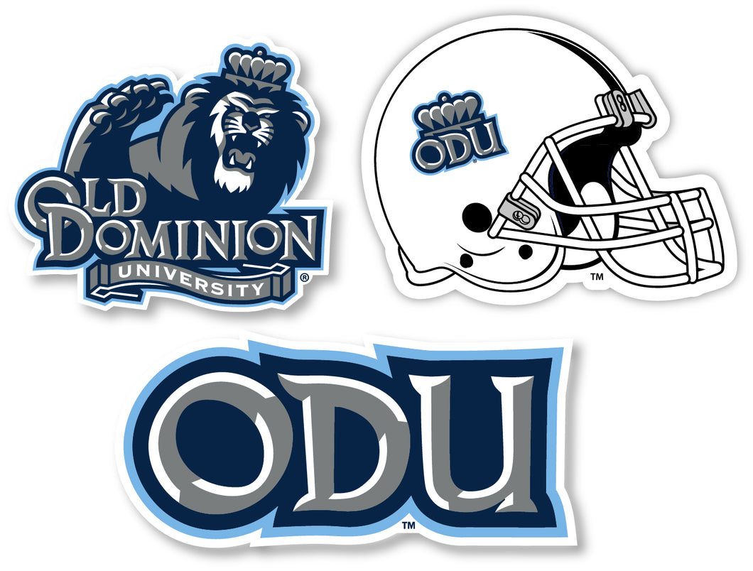 Old Dominion Monarchs 3 Pack 4-Inch Each NCAA Durable School Spirit Vinyl Decal Sticker