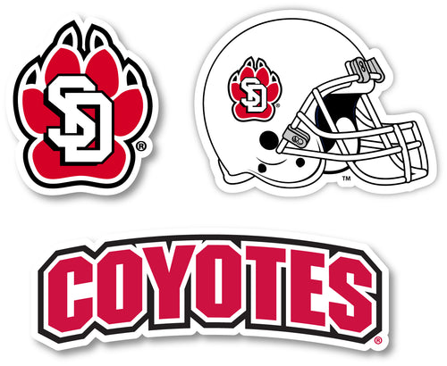 South Dakota Coyotes 3 Pack 4-Inch Each NCAA Durable School Spirit Vinyl Decal Sticker