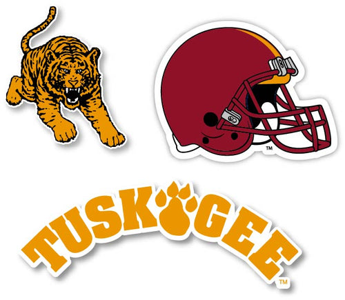 Tuskegee University 3 Pack 4-Inch Each NCAA Durable School Spirit Vinyl Decal Sticker