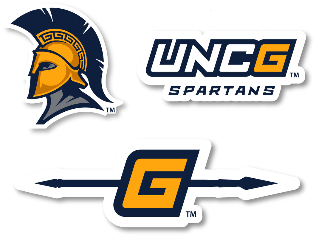 North Carolina Greensboro Spartans 3 Pack 4-Inch Each NCAA Durable School Spirit Vinyl Decal Sticker