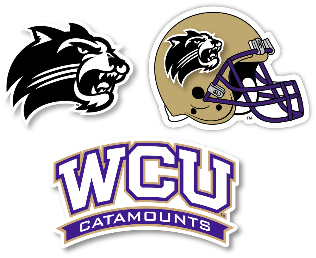 Western Carolina University 3 Pack 4-Inch Each NCAA Durable School Spirit Vinyl Decal Sticker