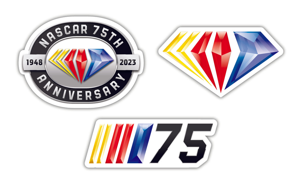 NASCAR 75 Year Anniversary  3 Pack Laser Cut Decal