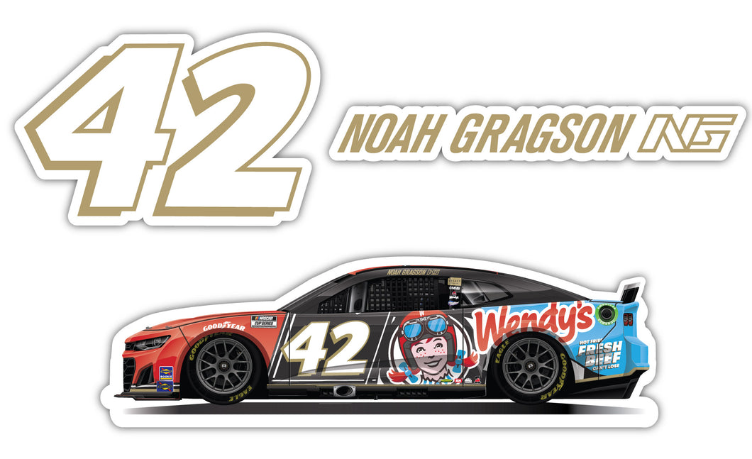 #42 Noah Gragson W  3 Pack Laser Cut Decal