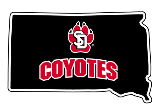 South Dakota Coyotes 4-Inch State Shape NCAA Vinyl Decal Sticker for Fans, Students, and Alumni