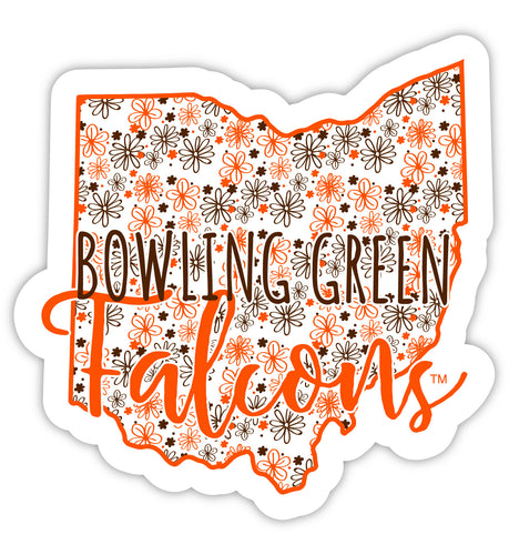 Bowling Green Falcons 4-Inch State Shaped NCAA Floral Love Vinyl Sticker - Blossoming School Spirit Decal