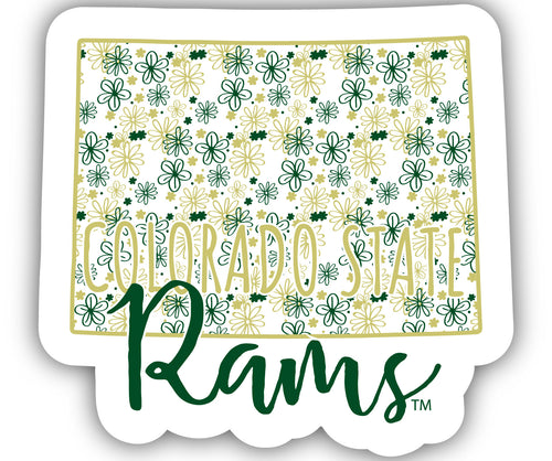 Colorado State Rams 4-Inch State Shaped NCAA Floral Love Vinyl Sticker - Blossoming School Spirit Decal