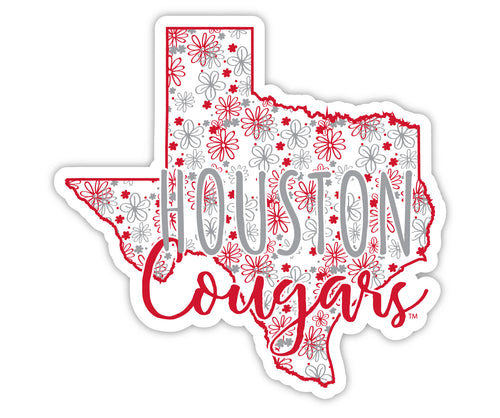 University of Houston 2-Inch on one of its sides Floral Design NCAA Floral Love Vinyl Sticker - Blossoming School Spirit Decal Sticker