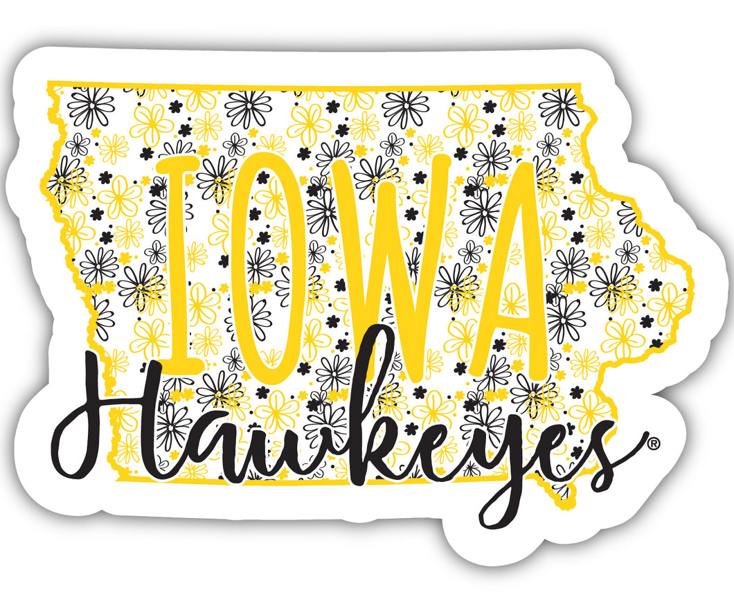 Iowa Hawkeyes 2-Inch on one of its sides Floral Design NCAA Floral Love Vinyl Sticker - Blossoming School Spirit Decal Sticker