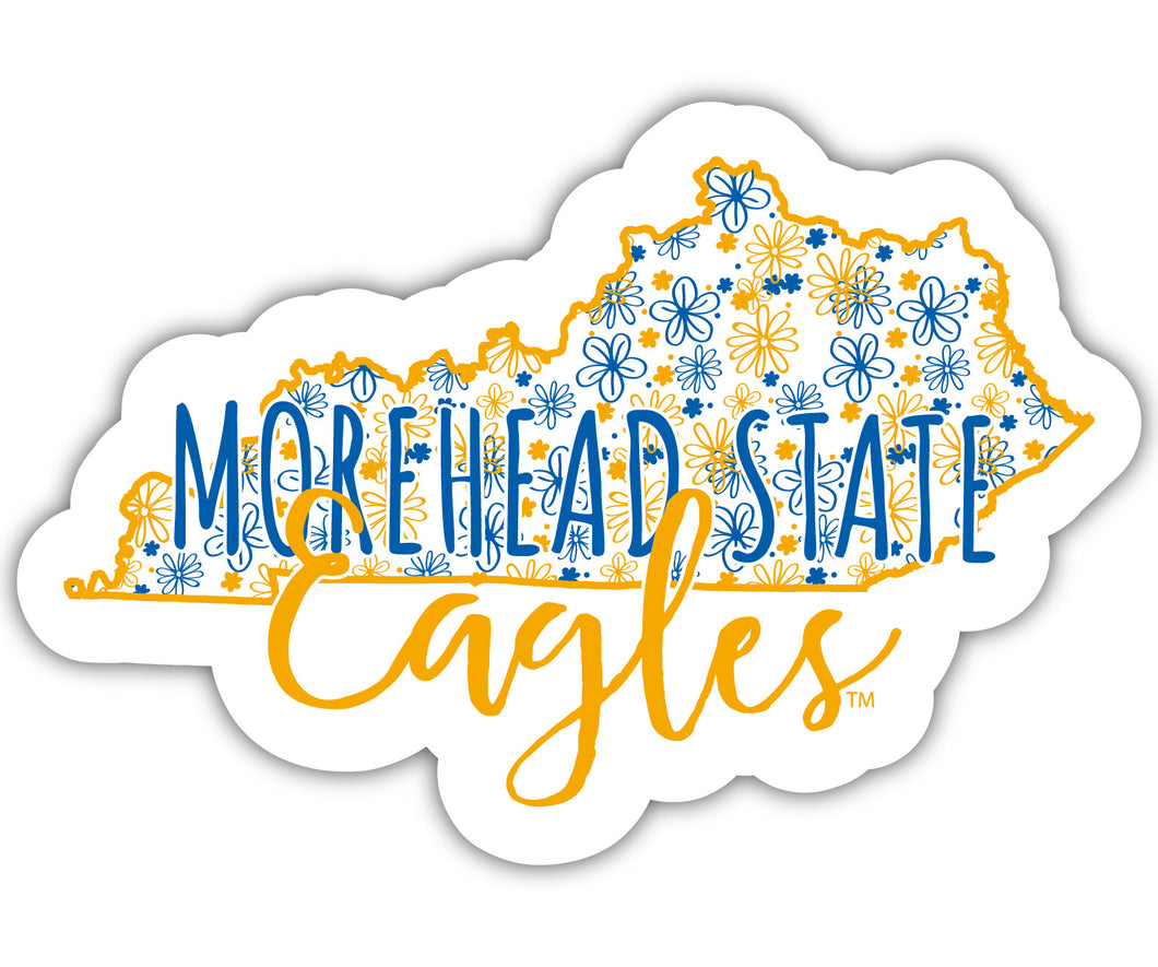 Morehead State University 4-Inch State Shaped NCAA Floral Love Vinyl Sticker - Blossoming School Spirit Decal