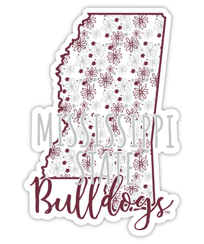 Mississippi State Bulldogs 2-Inch on one of its sides Floral Design NCAA Floral Love Vinyl Sticker - Blossoming School Spirit Decal Sticker