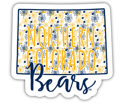 Northern Colorado Bears 2-Inch on one of its sides Floral Design NCAA Floral Love Vinyl Sticker - Blossoming School Spirit Decal Sticker