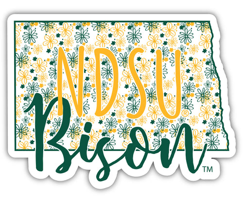 North Dakota State Bison 2-Inch on one of its sides Floral Design NCAA Floral Love Vinyl Sticker - Blossoming School Spirit Decal Sticker