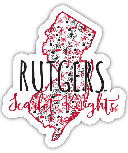 Rutgers Scarlet Knights 2-Inch on one of its sides Floral Design NCAA Floral Love Vinyl Sticker - Blossoming School Spirit Decal Sticker