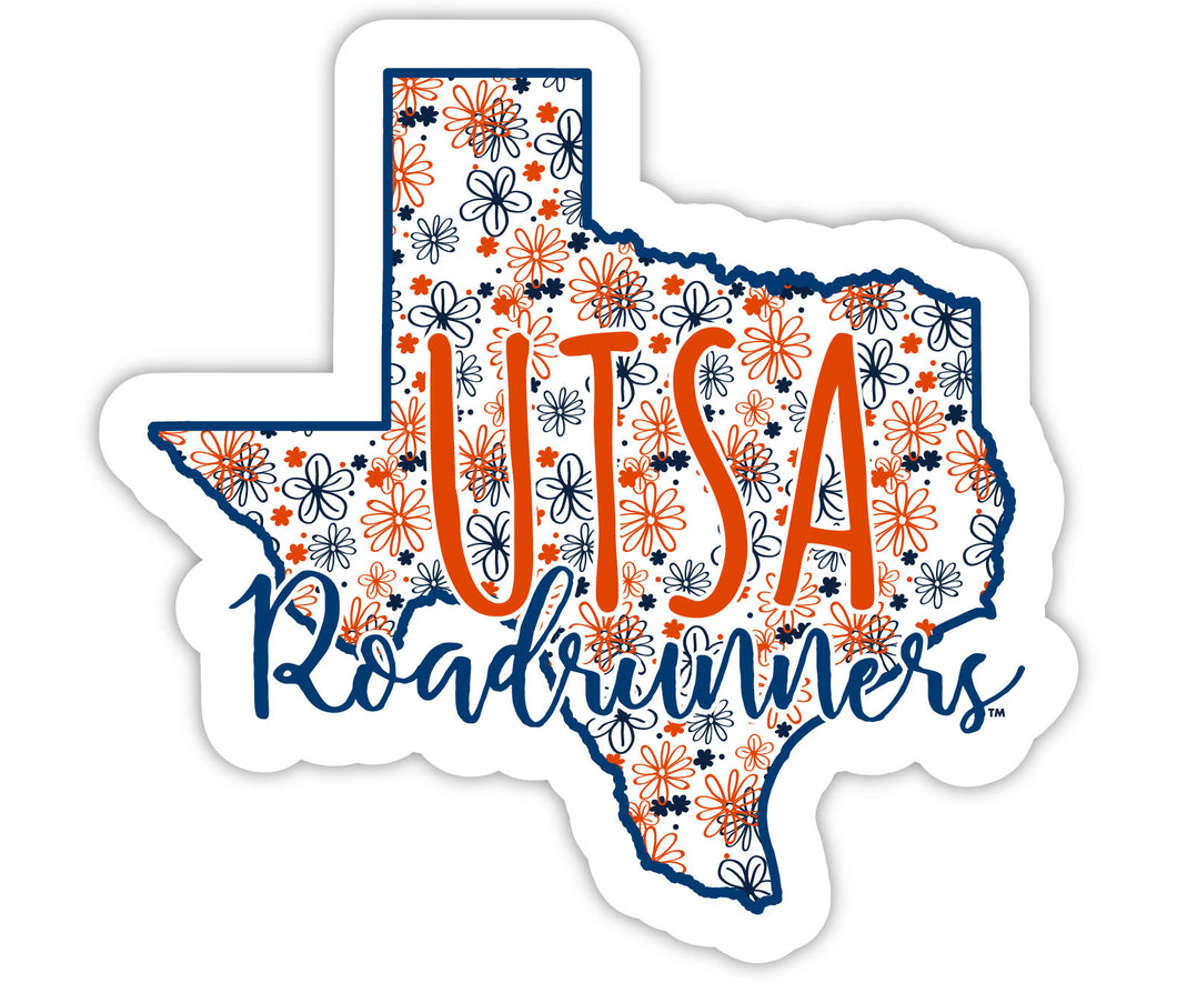 UTSA Road Runners 2-Inch on one of its sides Floral Design NCAA Floral Love Vinyl Sticker - Blossoming School Spirit Decal Sticker