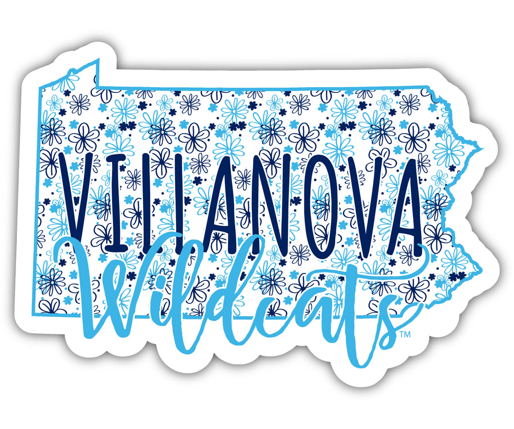 Villanova Wildcats 4-Inch State Shaped NCAA Floral Love Vinyl Sticker - Blossoming School Spirit Decal