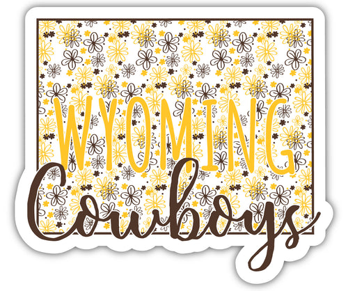 University of Wyoming 2-Inch on one of its sides Floral Design NCAA Floral Love Vinyl Sticker - Blossoming School Spirit Decal Sticker