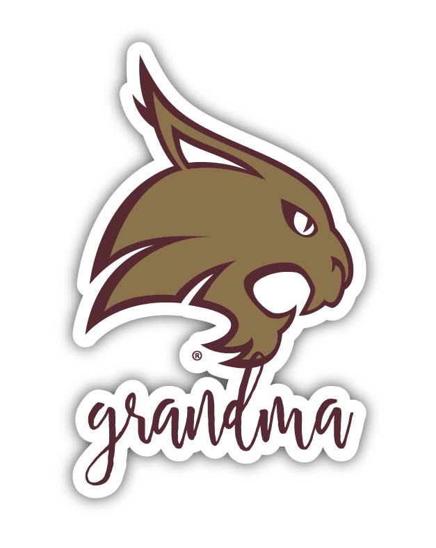 Texas State Bobcats 4-Inch Proud Grandma NCAA - Durable School Spirit Vinyl Decal Perfect Gift for Grandma