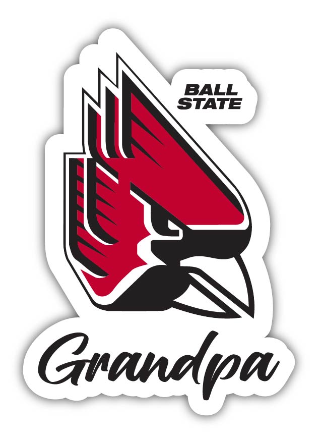 Ball State University 4-Inch Proud Grandpa NCAA - Durable School Spirit Vinyl Decal Perfect Gift for Grandpa