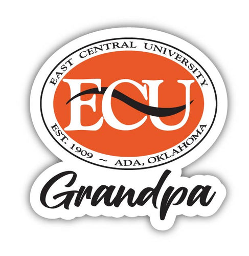 East Central University Tigers 4-Inch Proud Grandpa NCAA - Durable School Spirit Vinyl Decal Perfect Gift for Grandpa