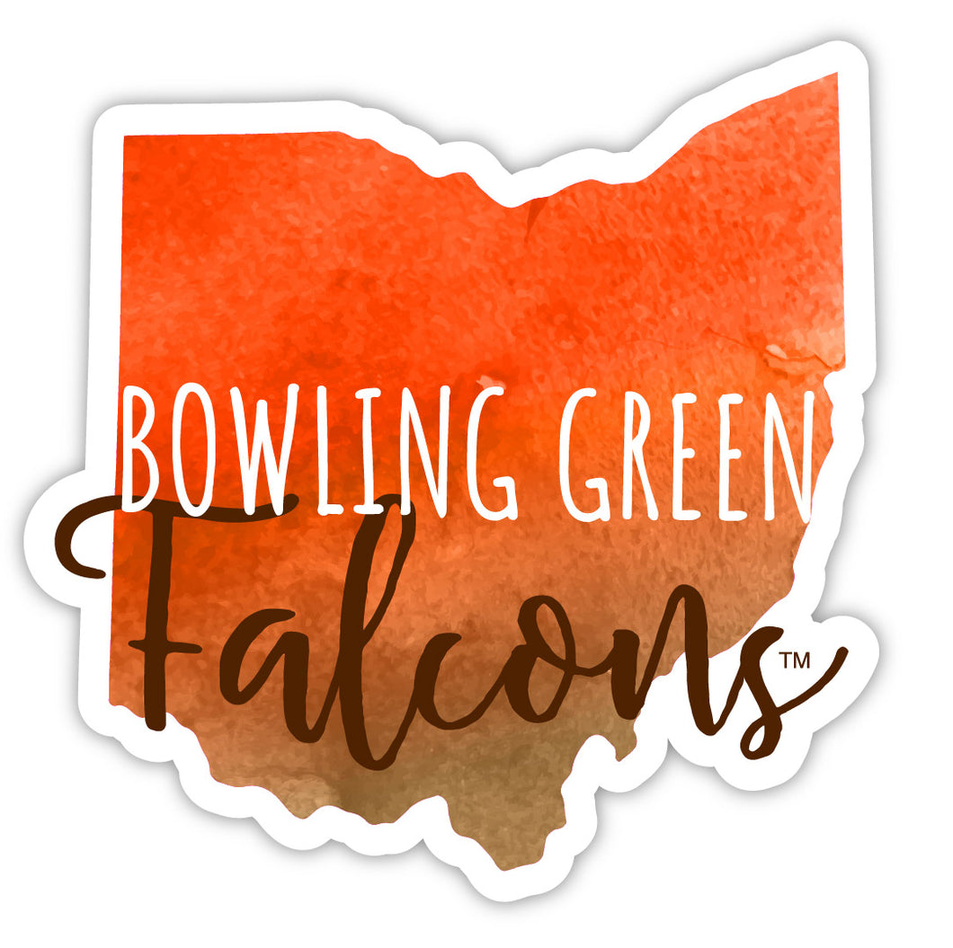 Bowling Green Falcons 4-Inch Watercolor State Shaped NCAA Vinyl Decal Sticker for Fans, Students, and Alumni