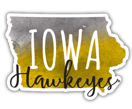 Iowa Hawkeyes 4-Inch Watercolor State Shaped NCAA Vinyl Decal Sticker for Fans, Students, and Alumni