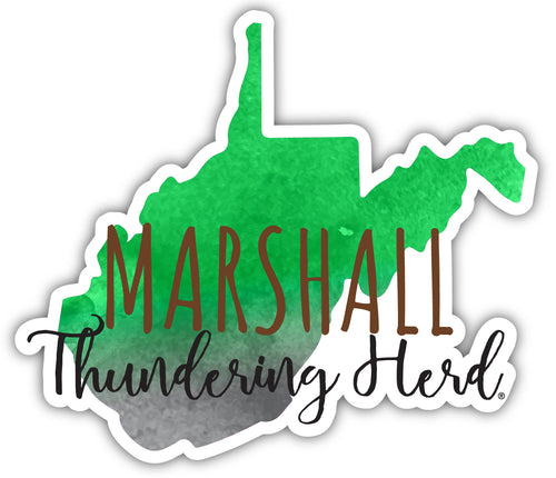 Marshall Thundering Herd 4-Inch Watercolor State Shaped NCAA Vinyl Decal Sticker for Fans, Students, and Alumni